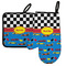 Racing Car Left Oven Mitt & Pot Holder Set w/ Name or Text
