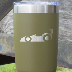 Racing Car 20 oz Stainless Steel Tumbler - Olive - Single Sided
