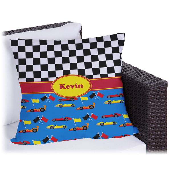 Custom Racing Car Outdoor Pillow - 18" (Personalized)