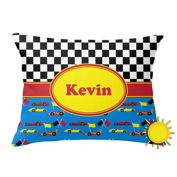 Custom Racing Car Outdoor Throw Pillow (Rectangular) (Personalized)