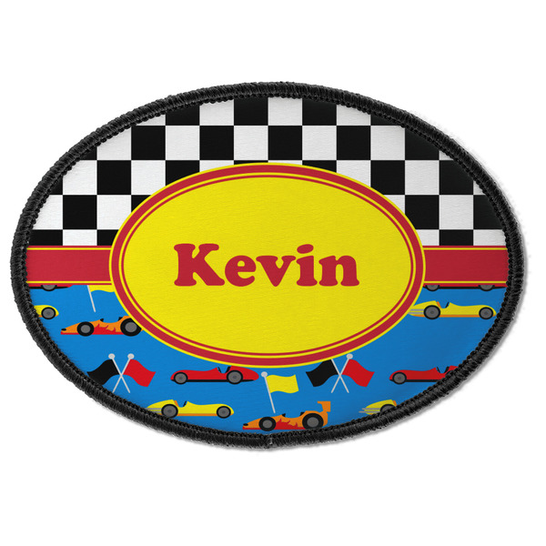 Custom Racing Car Iron On Oval Patch w/ Name or Text