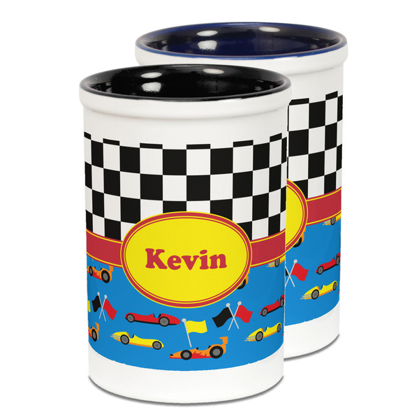 Custom Racing Car Ceramic Pencil Holder - Large