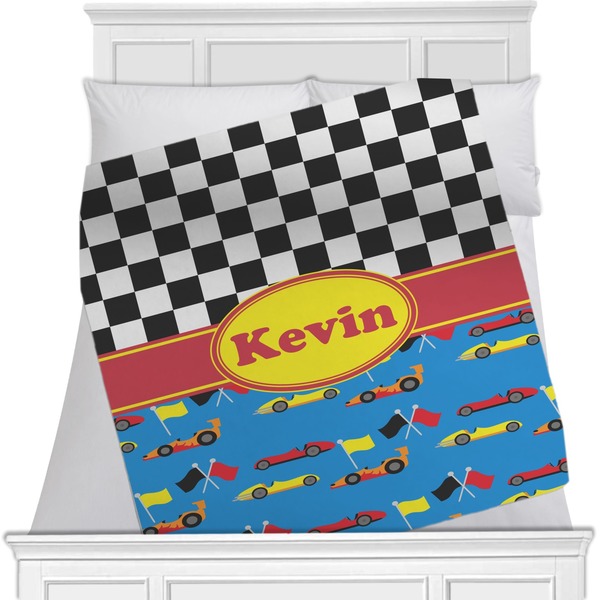 Custom Racing Car Minky Blanket - Toddler / Throw - 60"x50" - Double Sided (Personalized)