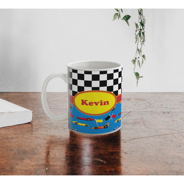 Racing Car Personalized Coffee Mug - Lifestyle