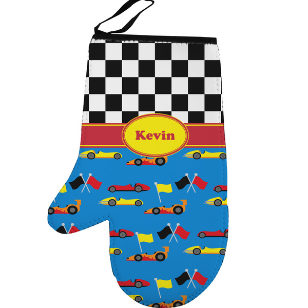 Racing Car Personalized Oven Mitt - Left