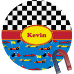 Racing Car Round Fridge Magnet (Personalized)