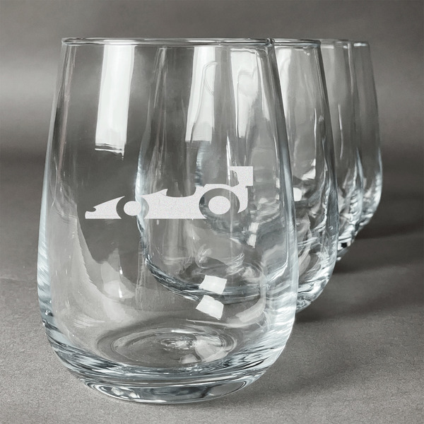 Custom Racing Car Stemless Wine Glasses (Set of 4)