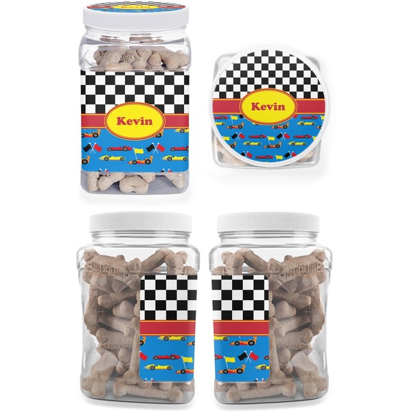 Racing Car Pet Treat Jar - Multiple Angles