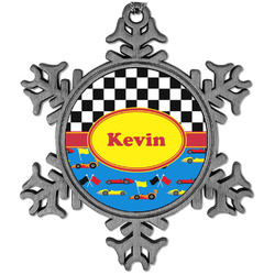 Racing Car Vintage Snowflake Ornament (Personalized)
