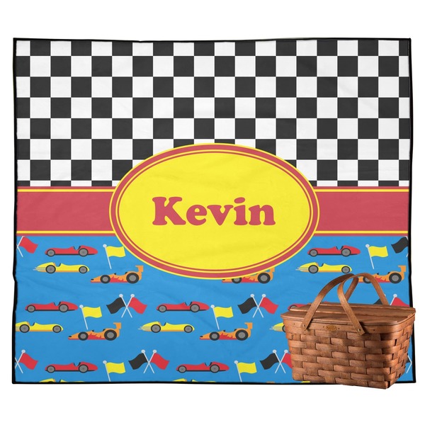 Custom Racing Car Outdoor Picnic Blanket (Personalized)