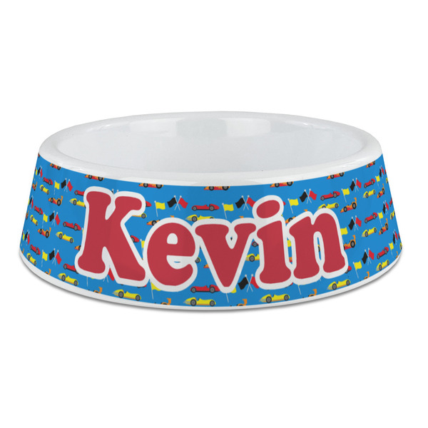 Custom Racing Car Plastic Dog Bowl - Large (Personalized)
