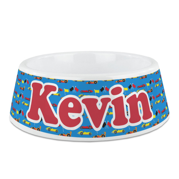 Custom Racing Car Plastic Dog Bowl - Medium (Personalized)