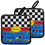 Racing Car Pot Holders - Set of 2 w/ Name or Text