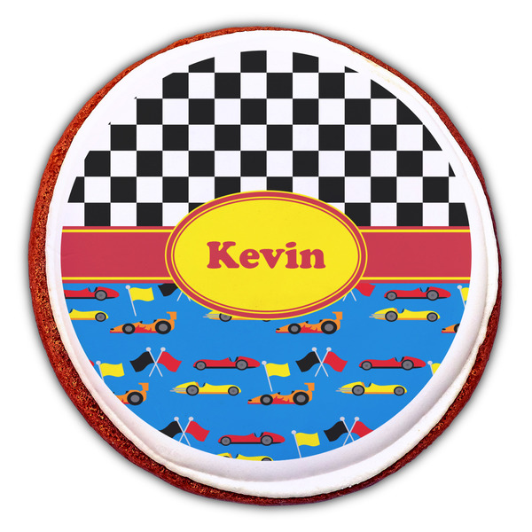 Racing Car Printed Icing Circle - Large - On Cookie
