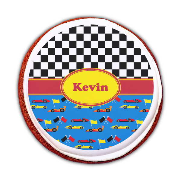Racing Car Printed Icing Circle - Medium - On Cookie