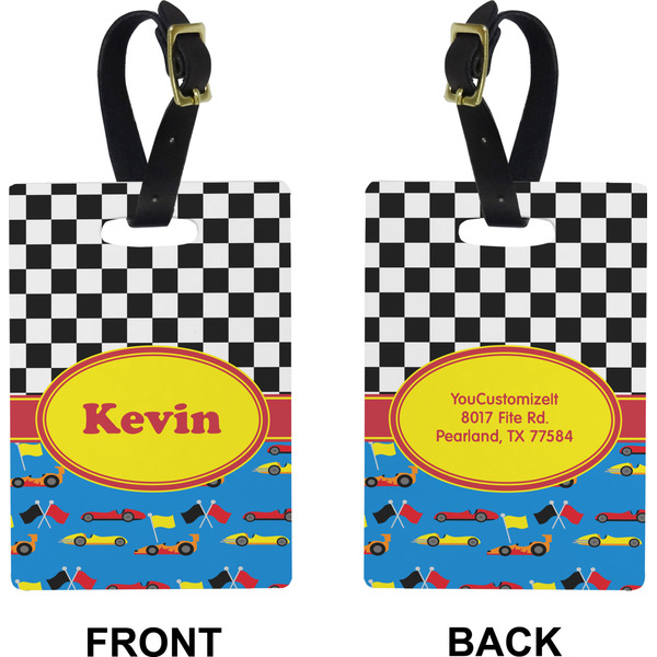 Racing Car Rectangle Luggage Tag (Front + Back)