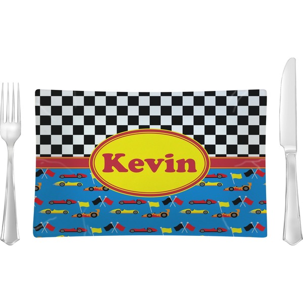 Custom Racing Car Rectangular Glass Lunch / Dinner Plate - Single or Set (Personalized)