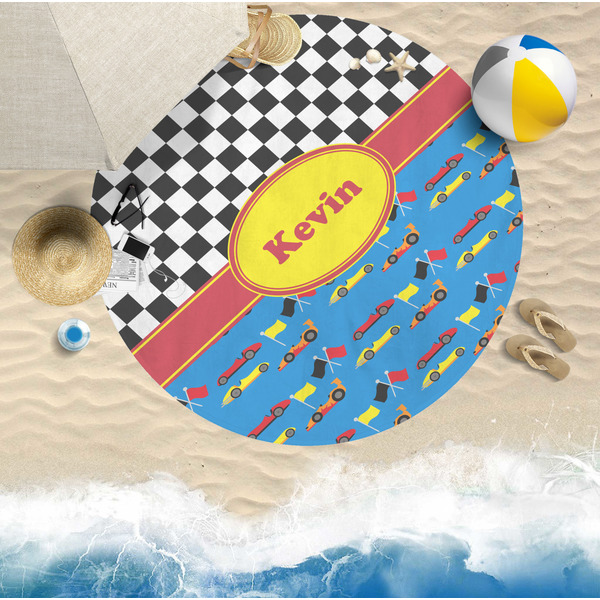 Racing Car Round Beach Towel Lifestyle