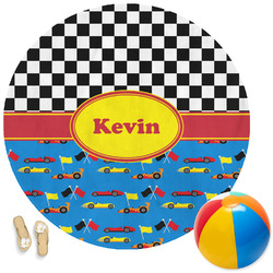 Racing Car Round Beach Towel (Personalized)