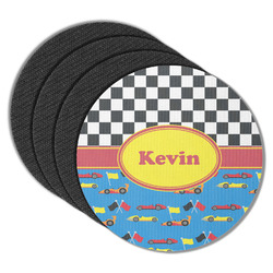 Racing Car Round Rubber Backed Coasters - Set of 4 (Personalized)