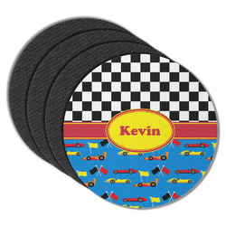 Racing Car Round Rubber Backed Coasters - Set of 4 (Personalized)