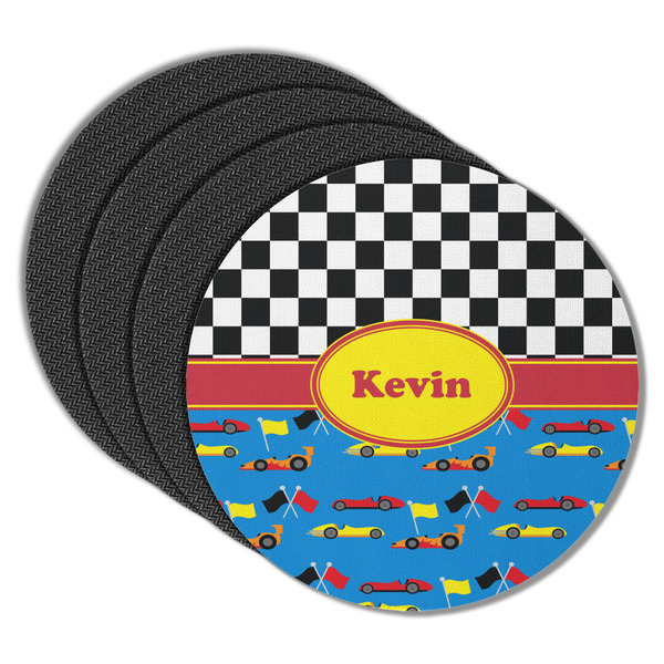 Custom Racing Car Round Rubber Backed Coasters - Set of 4 (Personalized)