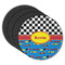 Racing Car Round Rubber Backed Coasters - Set of 4 (Personalized)