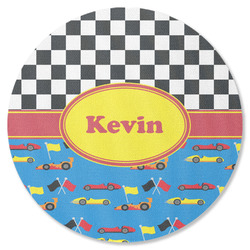 Racing Car Round Rubber Backed Coaster (Personalized)
