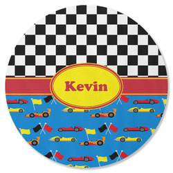 Racing Car Round Rubber Backed Coaster (Personalized)