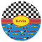 Racing Car Round Rubber Backed Coaster (Personalized)