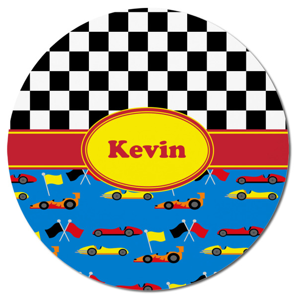 Racing Car Round Fridge Magnet - FRONT