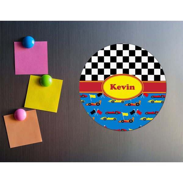 Racing Car Round Fridge Magnet - LIFESTYLE