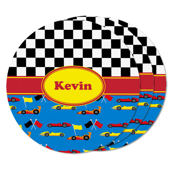Racing Car Round Fridge Magnet - THREE