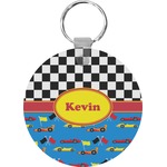 Racing Car Round Plastic Keychain (Personalized)