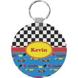 Racing Car Round Plastic Keychain (Personalized)