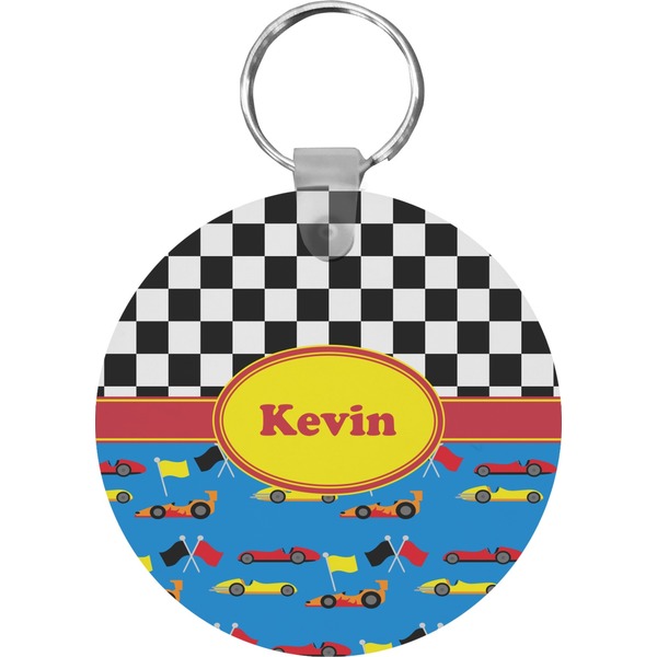 Custom Racing Car Round Plastic Keychain (Personalized)