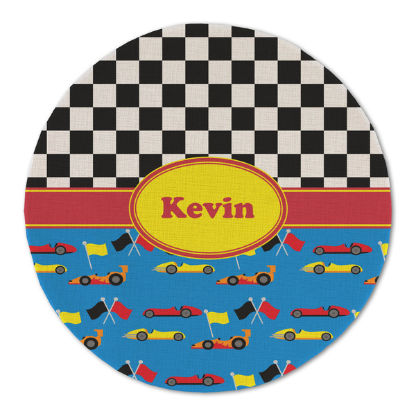 Custom Racing Car Round Linen Placemat - Single Sided (Personalized)