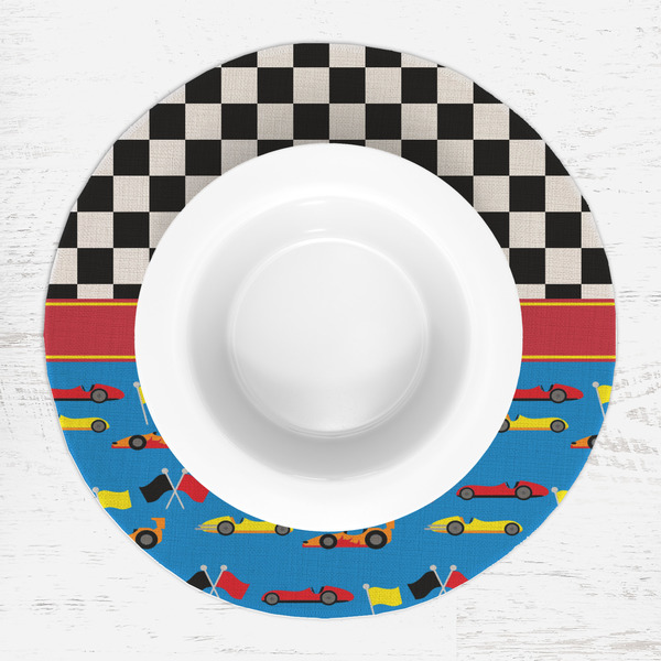 Racing Car Round Linen Placemats - LIFESTYLE (single)
