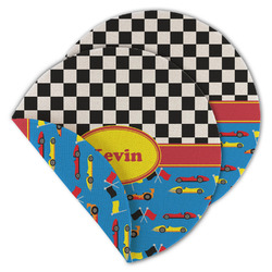 Racing Car Round Linen Placemat - Double Sided (Personalized)