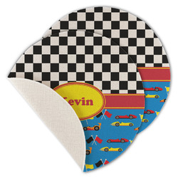 Racing Car Round Linen Placemat - Single Sided - Set of 4 (Personalized)