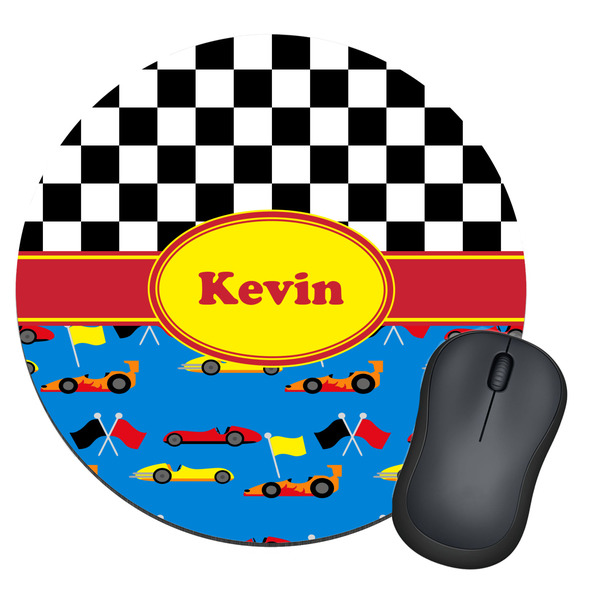 Custom Racing Car Round Mouse Pad (Personalized)