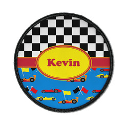 Racing Car Iron On Round Patch w/ Name or Text