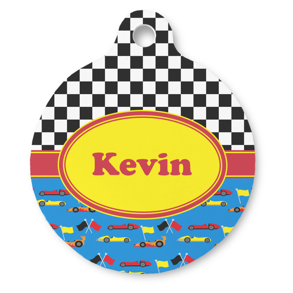 Custom Racing Car Round Pet ID Tag (Personalized)