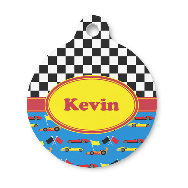 Custom Racing Car Round Pet ID Tag - Small (Personalized)