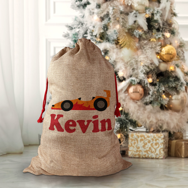 Racing Car Santa Bag - Front (stuffed)