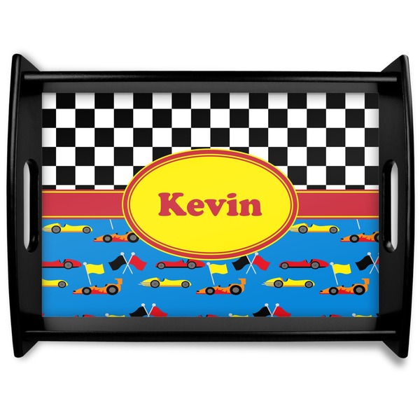 Custom Racing Car Black Wooden Tray - Large (Personalized)