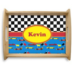 Racing Car Natural Wooden Tray - Large (Personalized)