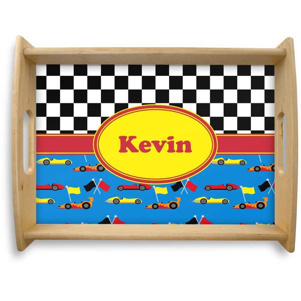 Custom Racing Car Natural Wooden Tray - Large (Personalized)