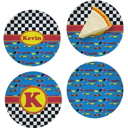 Racing Car Set of 4 Glass Appetizer / Dessert Plate 8" (Personalized)