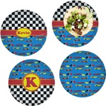Racing Car Set of 4 Glass Lunch / Dinner Plate 10" (Personalized)